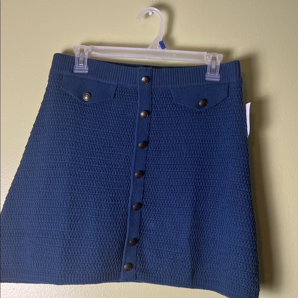 Zara Dark Blue Textured Mini Skirt - Picture 3 of 6